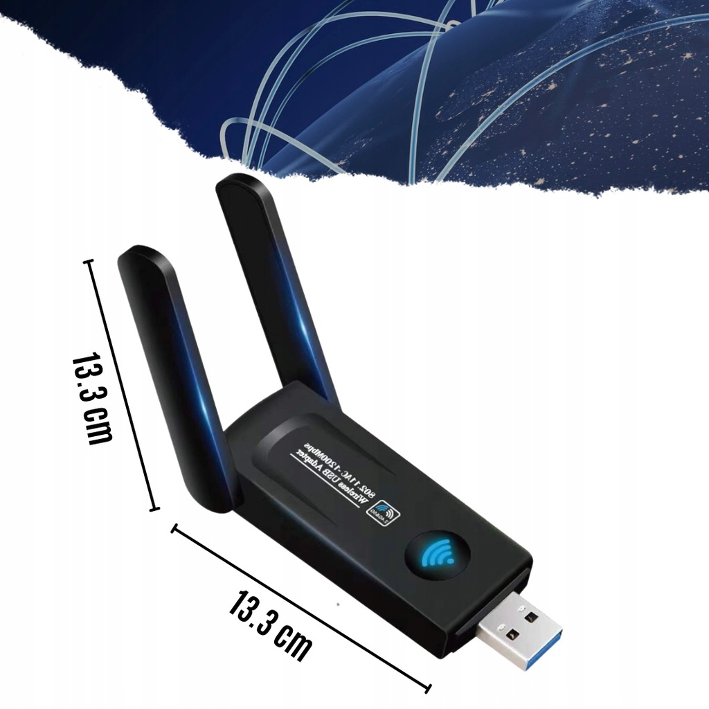 Купить АДАПТЕР СЕТЕВОЙ КАРТЫ WI-FI USB 3.0 1200 Мбит/с ДВОЙНОЙ: отзывы, фото, характеристики в интерне-магазине Aredi.ru