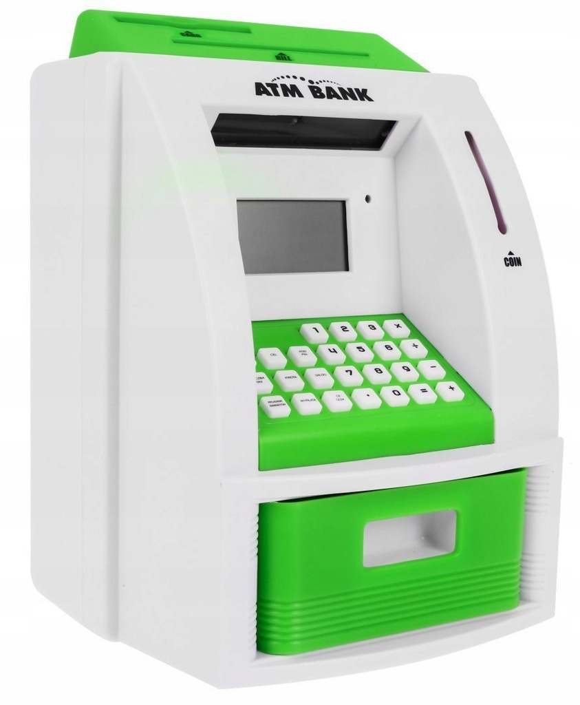 Bankomat skarbonka dla dzieci 3+ zielony Interaktywne funkcje + Karta banko