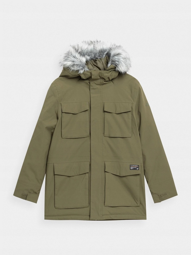 4F Kurtka Parka chłopięca Z22 JKUM001 KHAKI 164