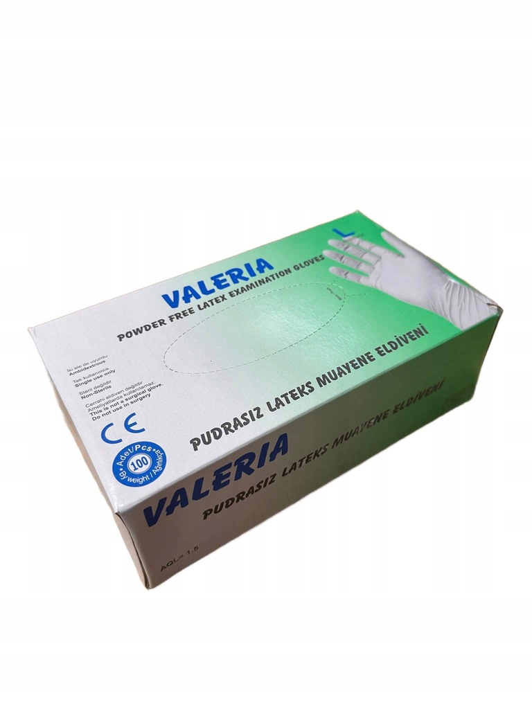 RĘKAWICZKI LATEKSOWE BEZPUDROWE BIAŁE"VALERIA"100szt"L"