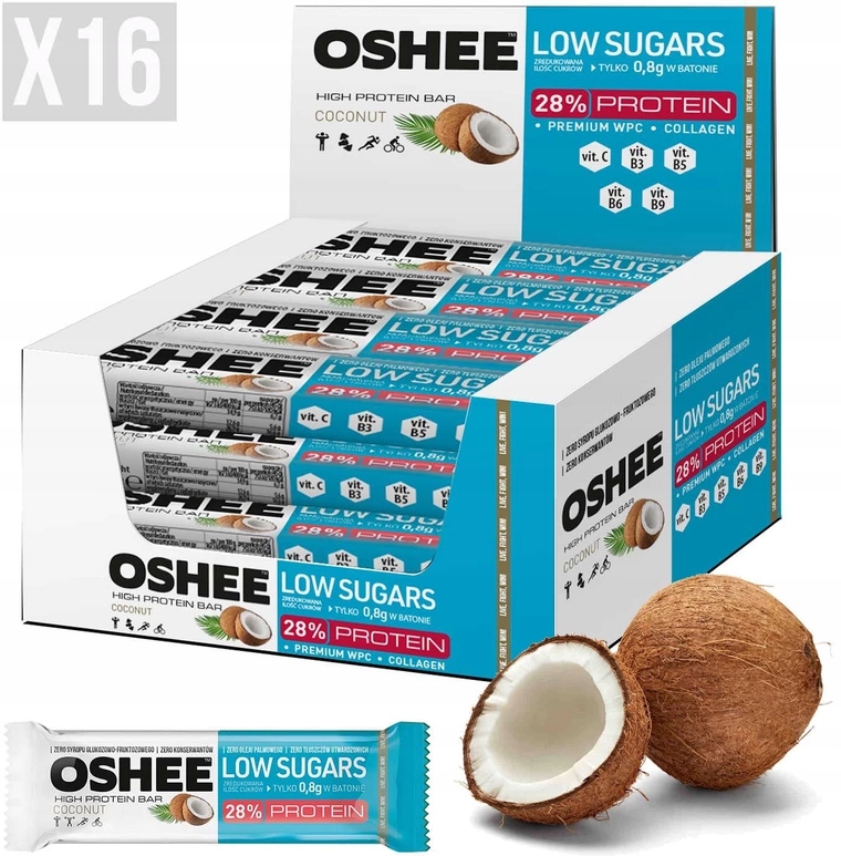 Oshee Baton Proteinowy Kokosowy 45g x16