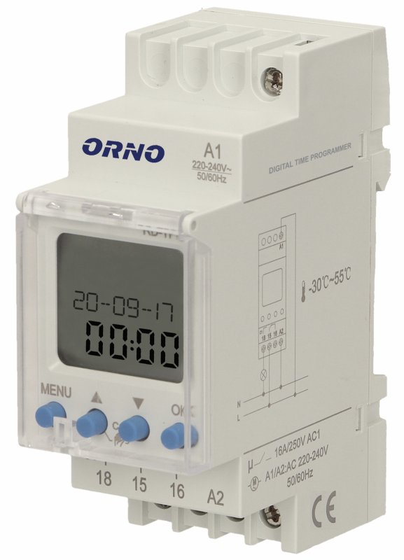 Programator czasowy 7dn 24-264V AC/DC ORNO 2-wyj 2300W 100 programów LCD