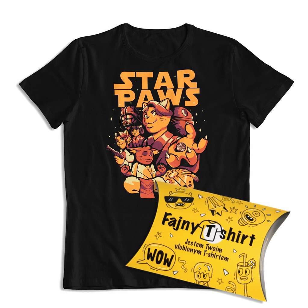 Koszulka T-shirt z nadrukiem dla fanów kotów i Star Wars "Star paws" XL