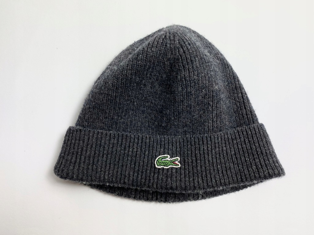 AD44 LACOSTE czapka beanie zimowa szara unisex