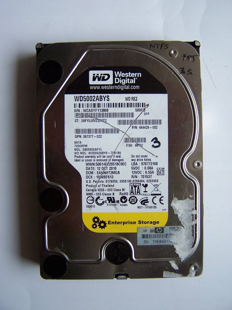 Dysk 3,5" WD5002ABYS 500GB SATA