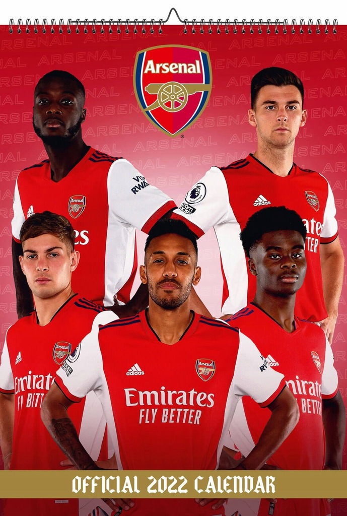 Arsenal FC oficjalny kalendarz ścienny A3 na 2022