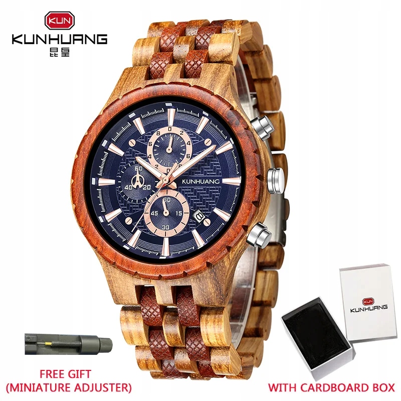 CURREN Men Wooden Quartz Wristwatches Luxury Brand