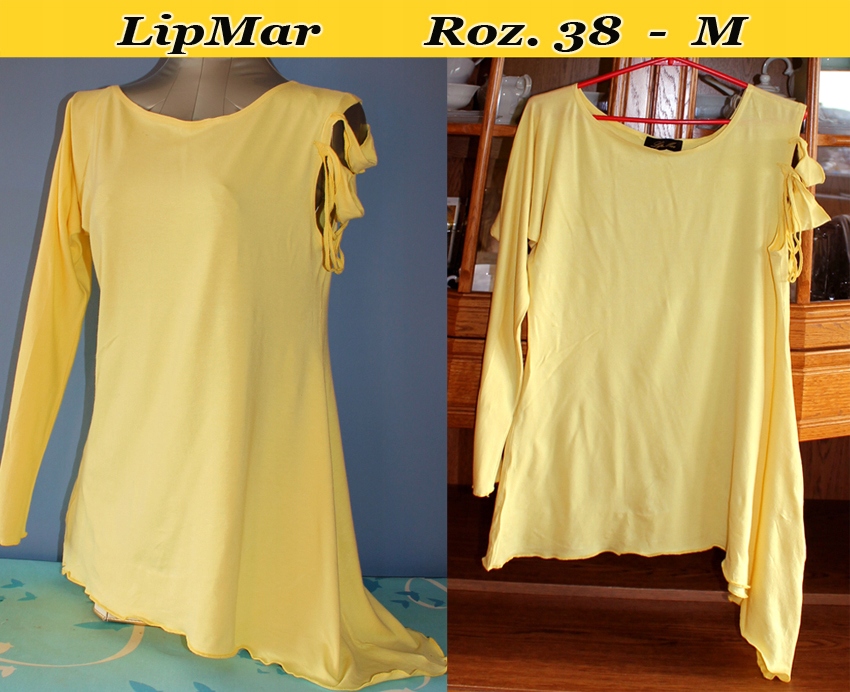 Żółta asymetryczna bluzeczka - Tunika Roz. 38