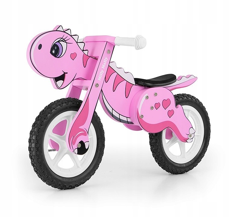 ROWEREK BIEGOWY DREWNIANY DINO PINK #B1