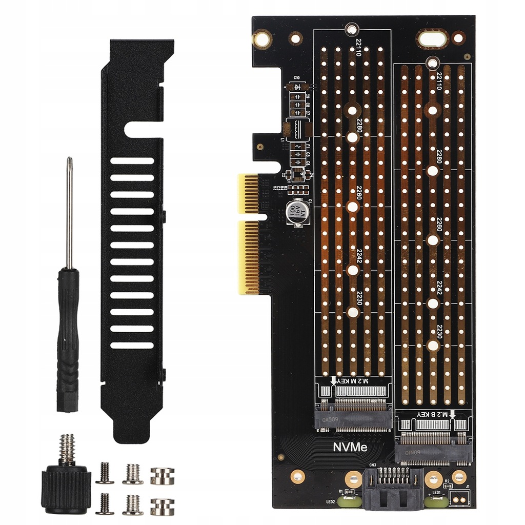 DWUDYSKOWA KARTA ROZSZERZEŃ PCIE NA M.2 SATA+NVME