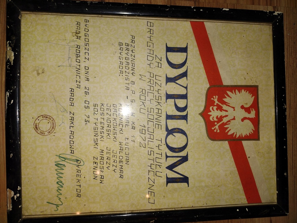 2 x dyplom przodownik 1972 - 74 r Bydgoszcz