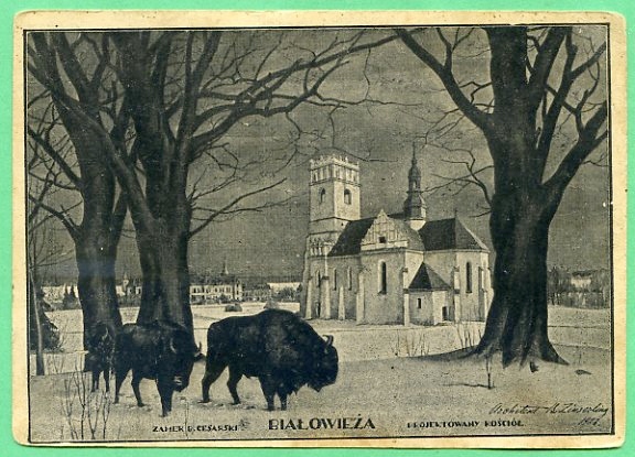 Białowieża - ok.1930r. - Projektowany kościół.