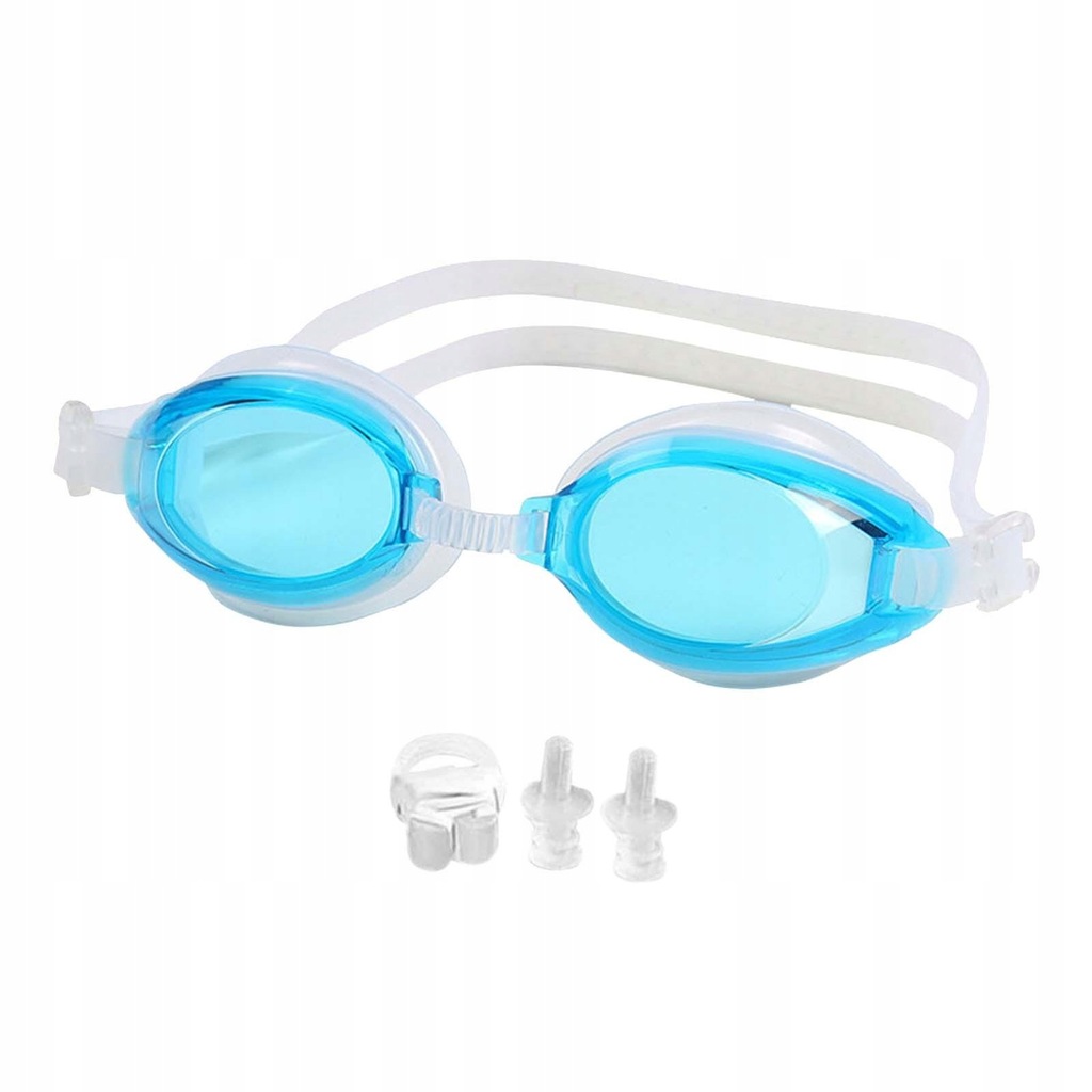 .Swimming Goggles Adjustable Silicone Light Blue