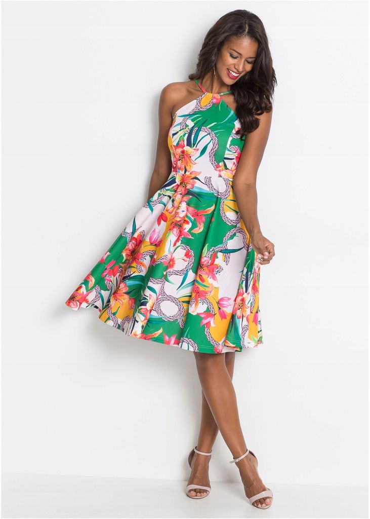 *B.P.C kolorowa rozkloszowana sukienka 32/34.