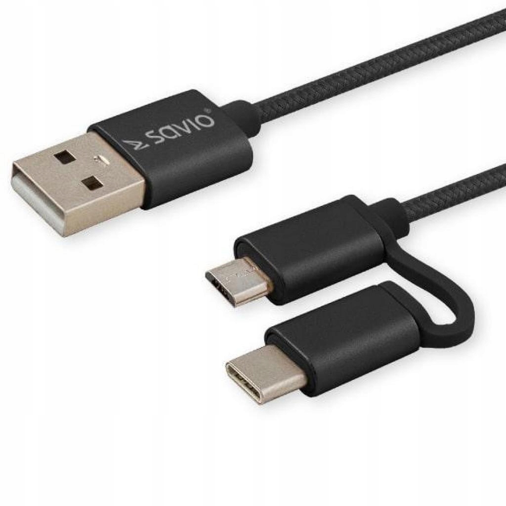 Kabel 2w1 USB microUSB / typ C 1m Savio CL-128