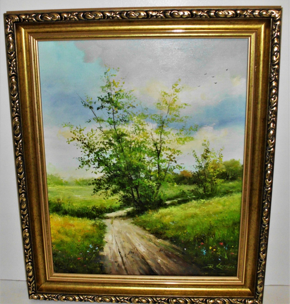 Roman Kornecki Droga wśród łąk Olej 60x50 cm