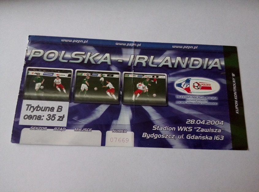 BILET POLSKA - IRLANDIA 28-04-2004