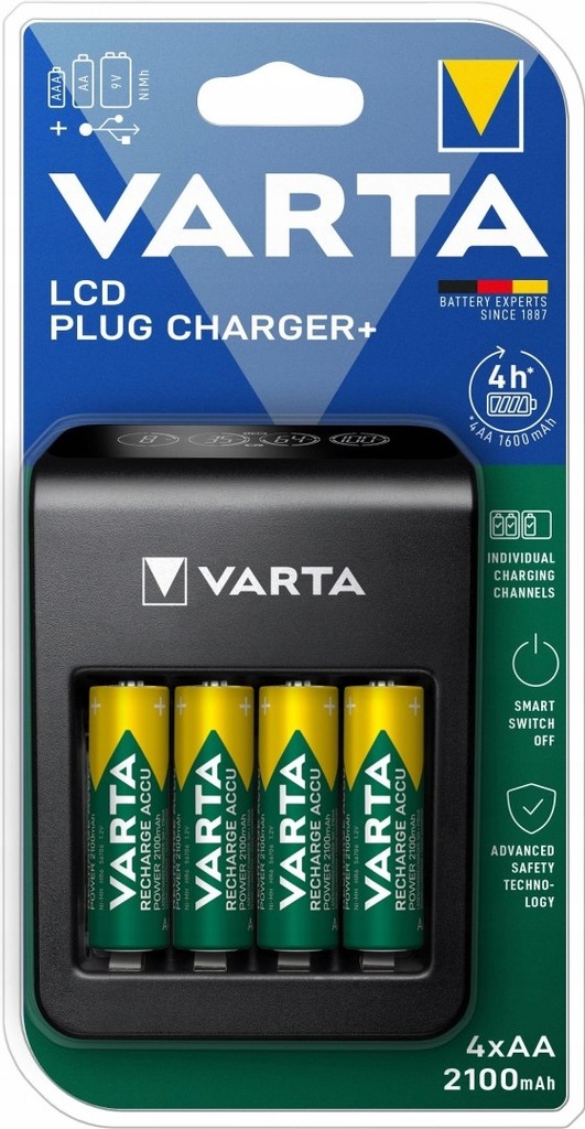 Ładowarka akumulatorków VARTA LCD PLUG CHARGER+ 4