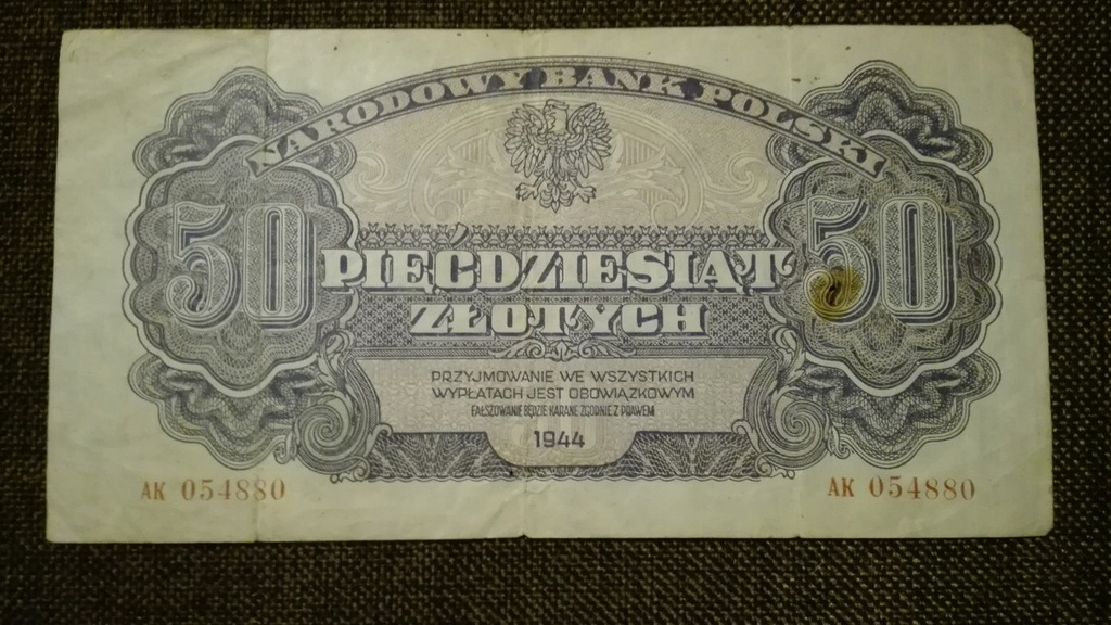 banknot 50 złotych 1944, obowiązkowym