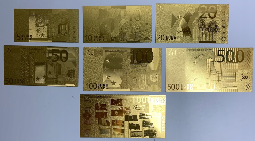 8988. EURO pseudo-banknoty złocone folią