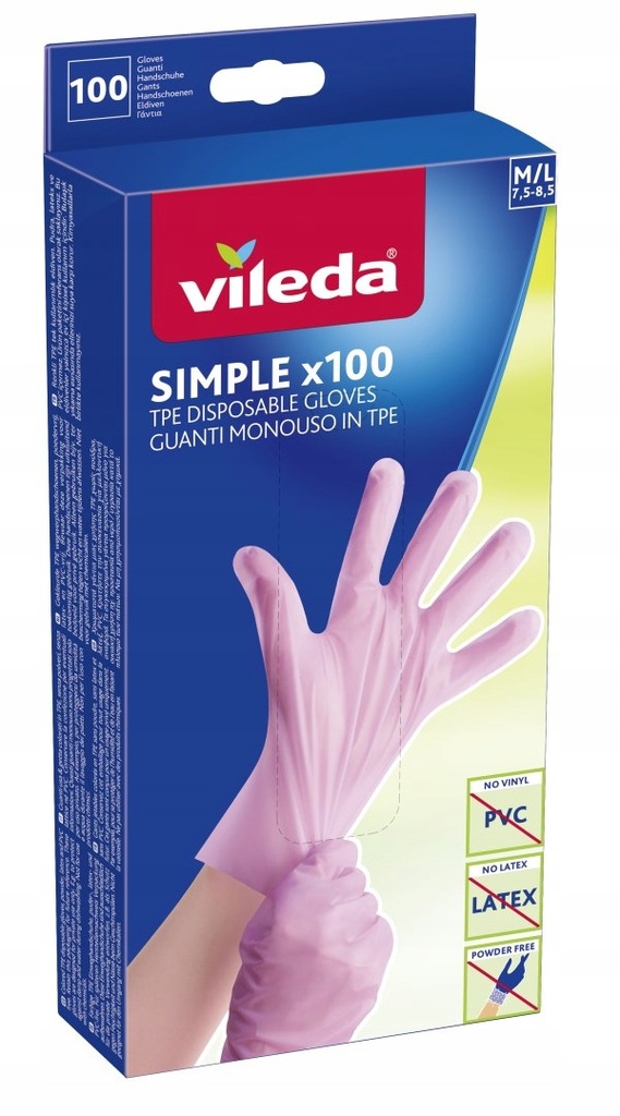 Rękawice Vileda Simple x100 (L 8-9)
