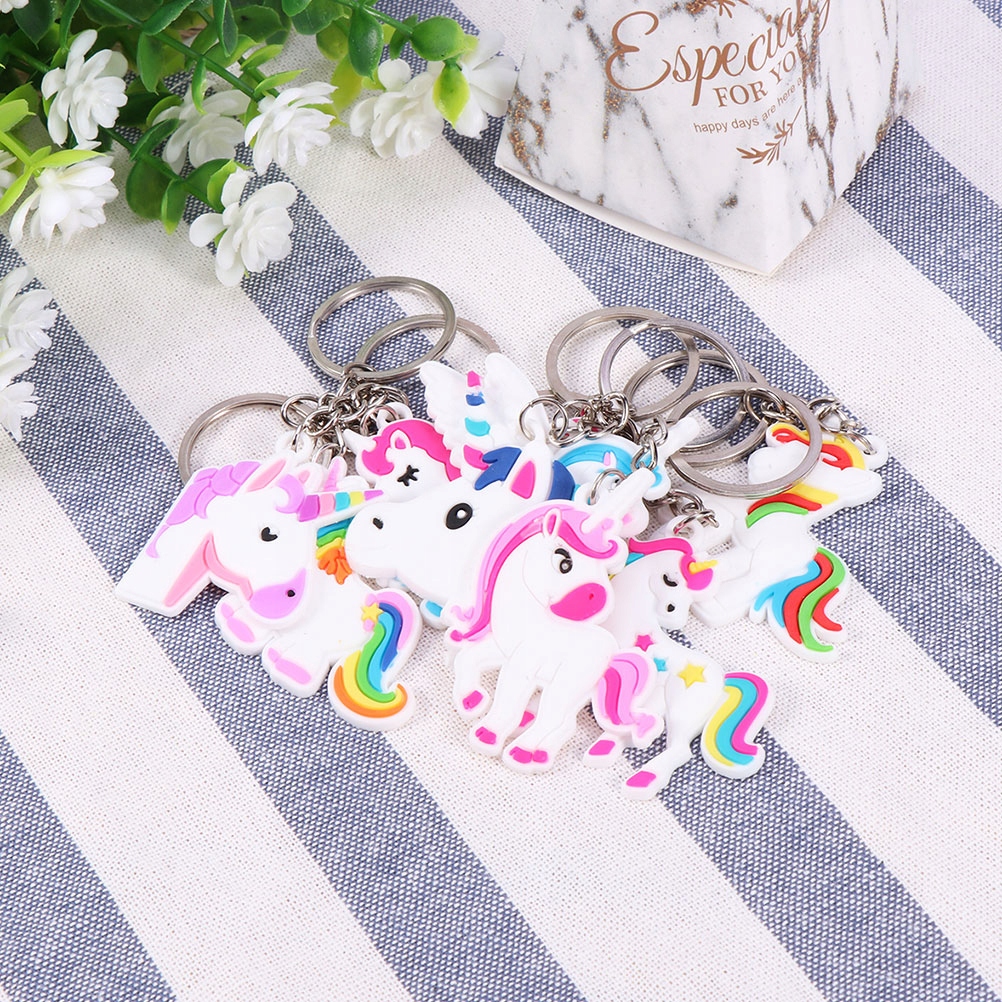 48pcs Cartoon Unicorn Key Ring Unicorn Keychain Ha