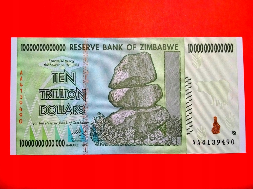 Zimbabwe 10000000000000 Dollars 2008 P88 UNC-