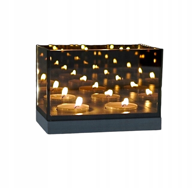 Świecznik z lustra 3D magiczny nieskończoności tealight biały podwójny
