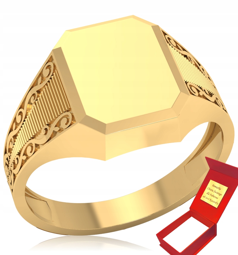 ZŁOTY SYGNET Z ORNAMENTAMI PR. 333 + GRAWER GRATIS