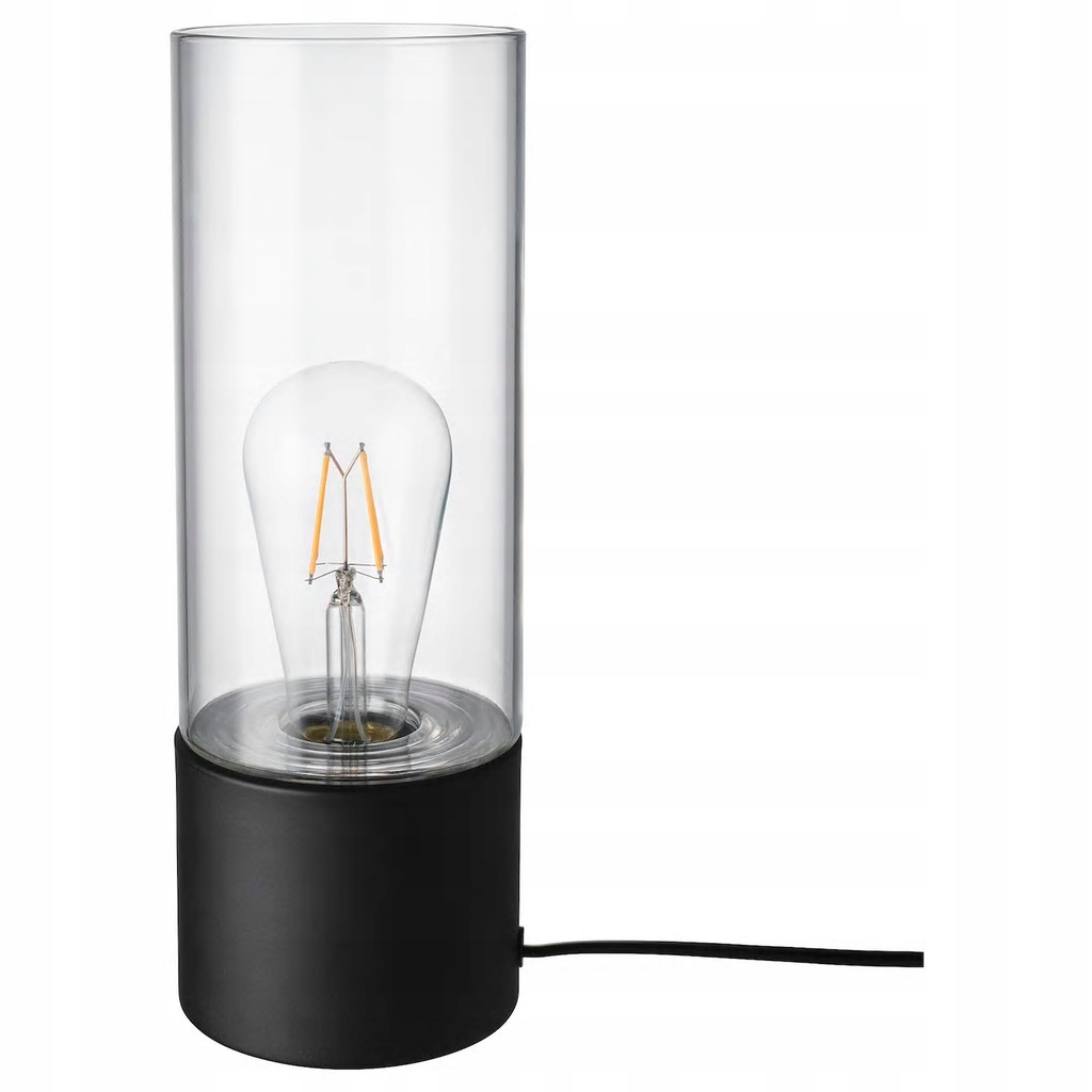IKEA MACKEBO Lampa stołowa czarny szkło 28 cm