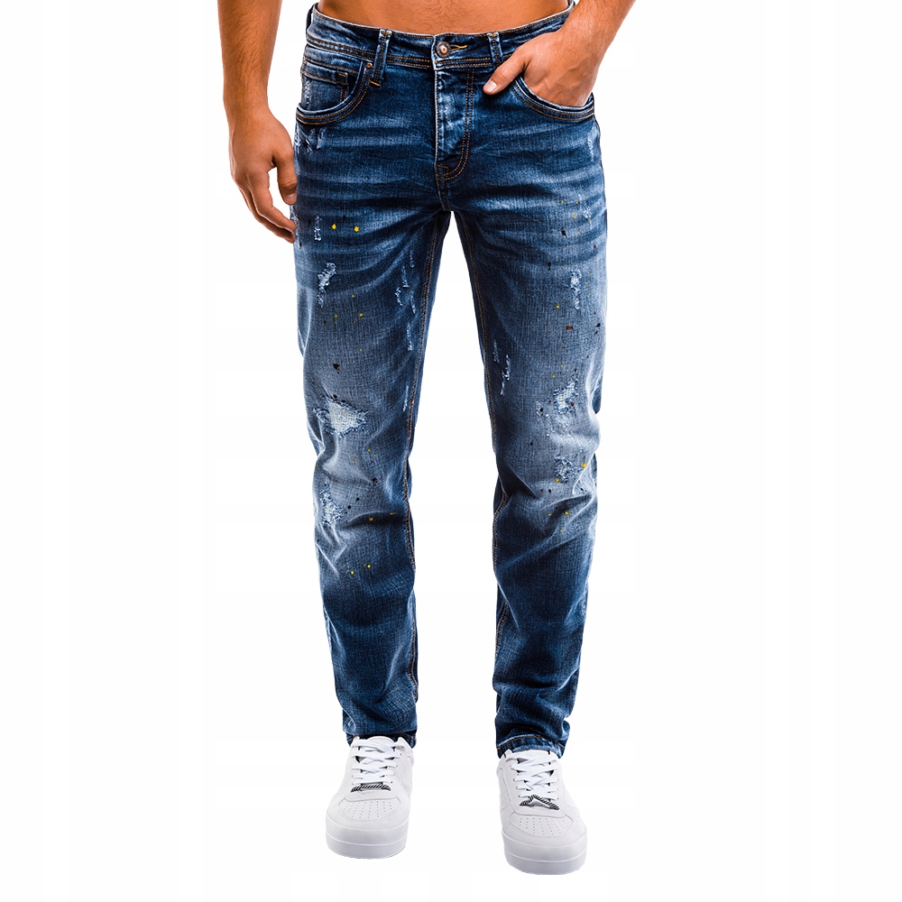 OMBRE Spodnie męskie jeansy P859 niebieskie M