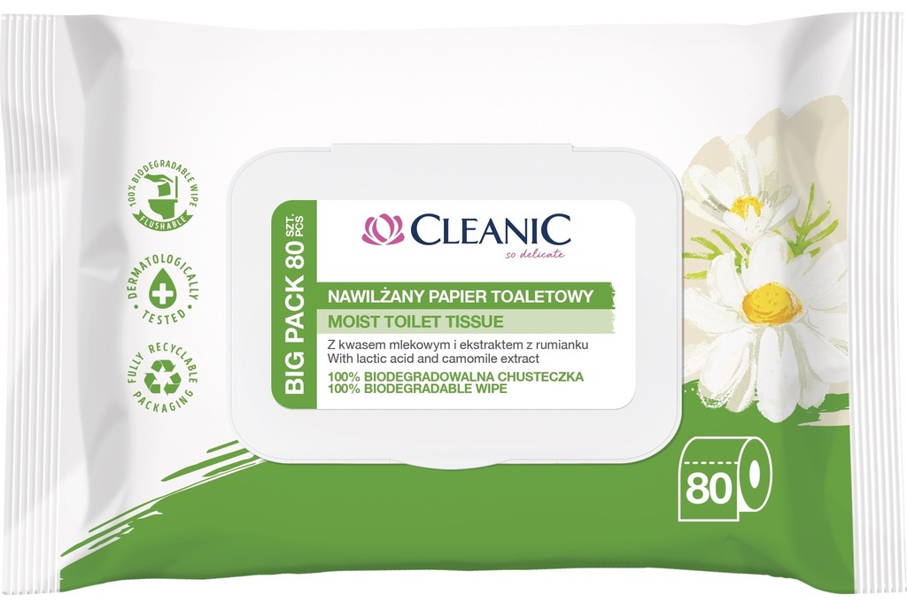 Cleanic Nawilżany Papier toaletowy z ekstraktem z