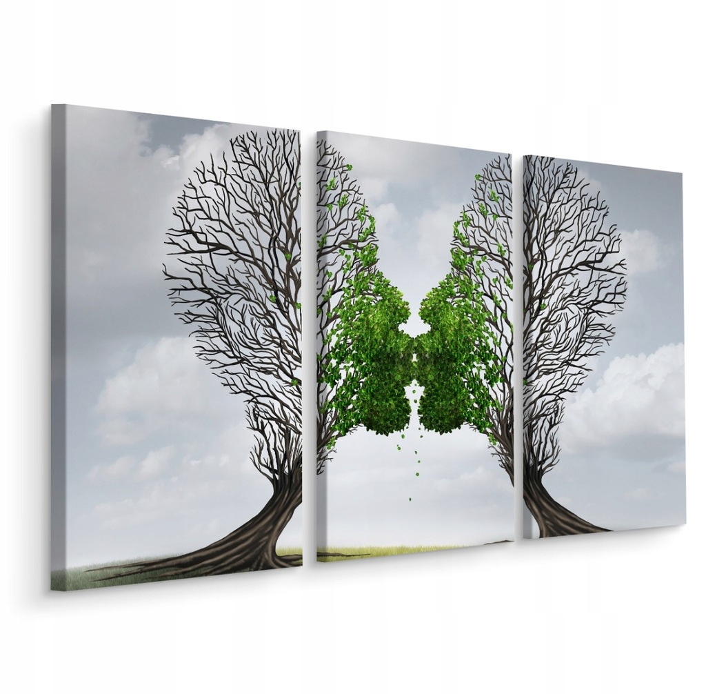 Obraz Tryptyk DRZEWA Twarze Pocałunek 3D 120x80