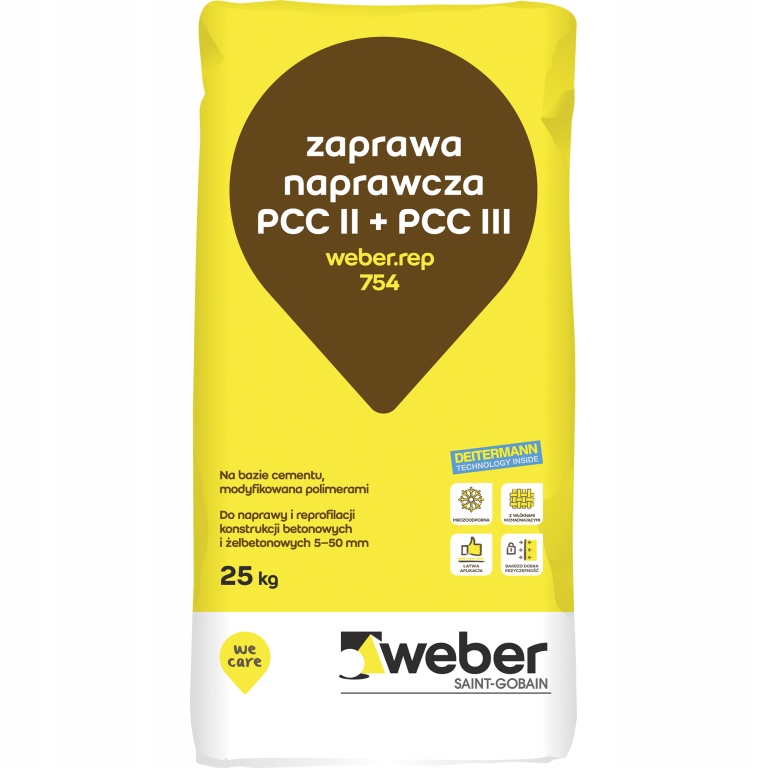 ZAPRAWA NAPRAWCZA DO BETONU UZUPEŁNIANIE UBYTKÓW WEBER REP 754 25 KG