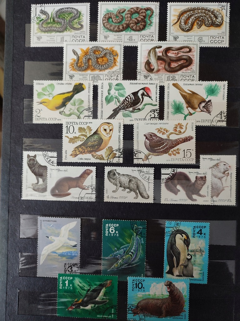 Klaser ze znaczkami różne kraje różne lata