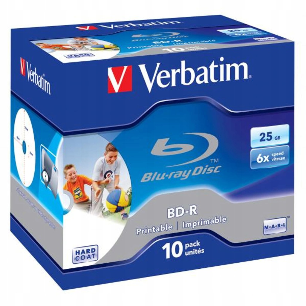 Verbatim BD-R, Single Layer Printable ScratchGuard Plus, 25GB, jewel box, 4