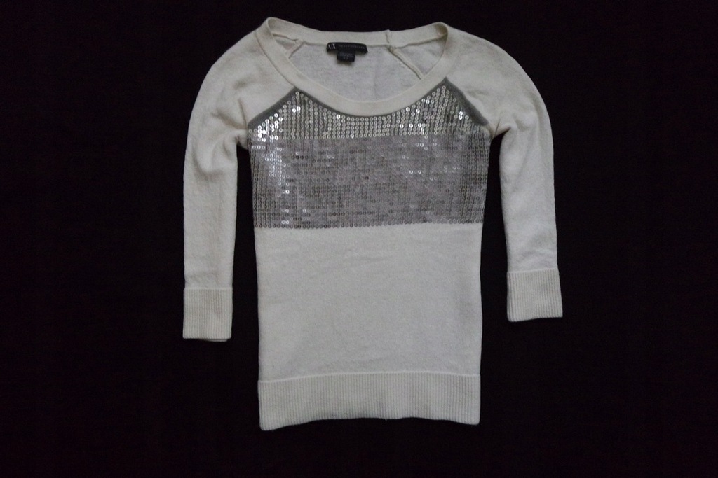 ARMANI EXCHANGE sweter sweterek ecru cekiny__34/XS