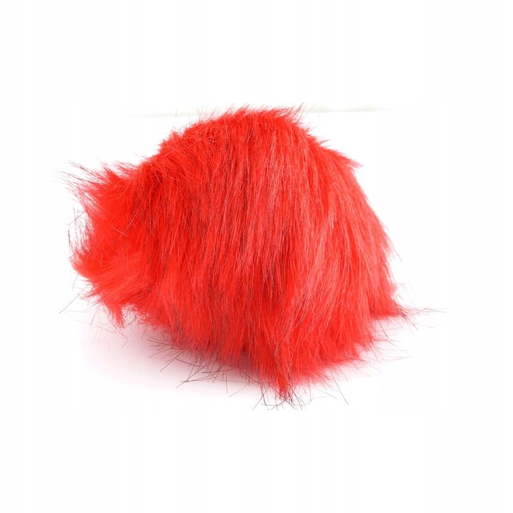 Pompon futrzany z długim włosem czerwony podpalany