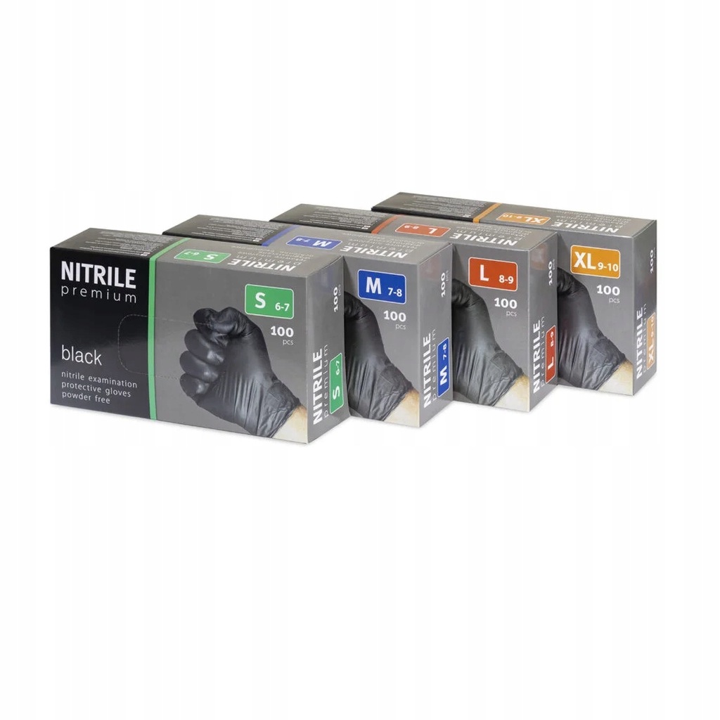 RĘKAWICZKI NITRYLOWE CZARNE A'100 ROZMIAR M