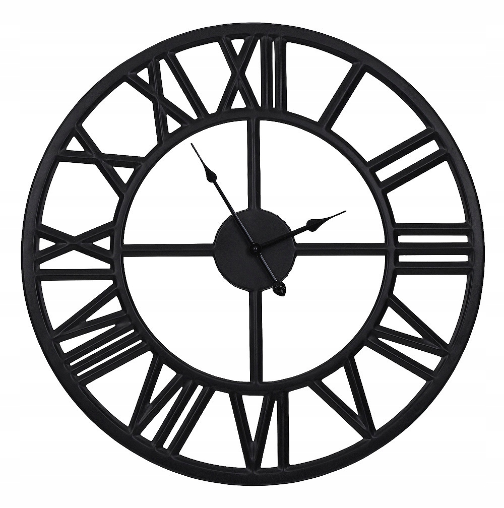 Czarny zegar loft nowoczesny metalowy 45 cm