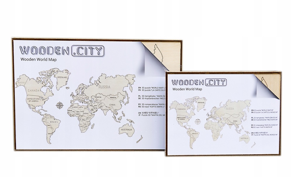 Drewniana Mapa Świata na ścianę 3D, rozm. XL - kol