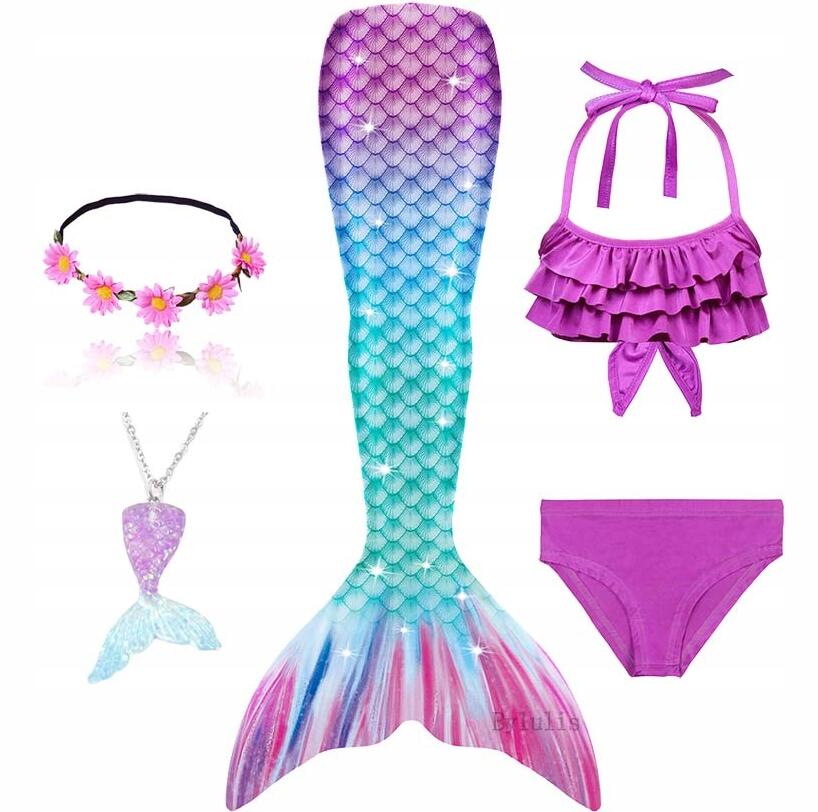 BAJECZNY STRÓJ KĄPIELOWY OGON SYRENY 5 ELEMENTÓW