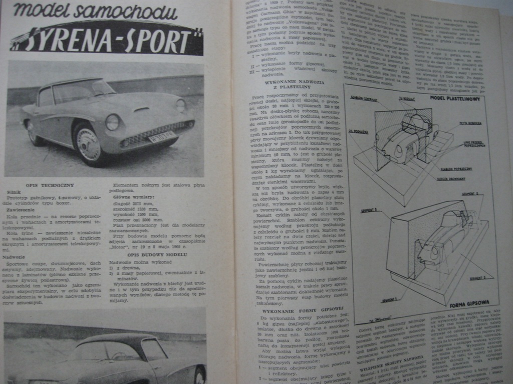 Syrena SPORT Plan MODELARZ rok 1961