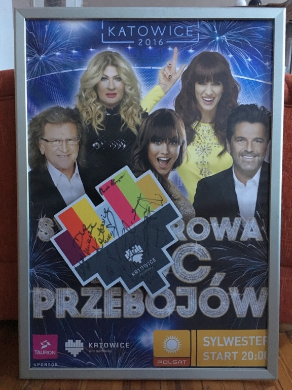 Plakat Sylwester Polsat Katowice 2016 autografy