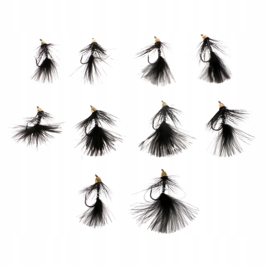 10 szt. Tonący koralik Head Wooly Flies Black