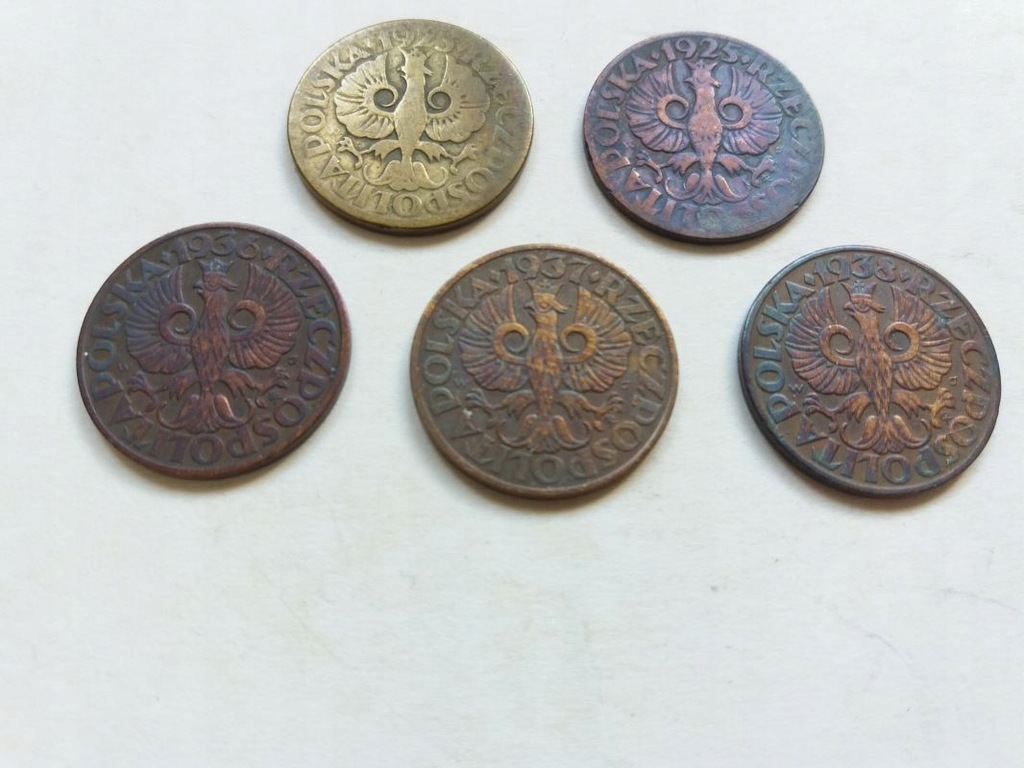 5 monet: przedwojennych 5 gr