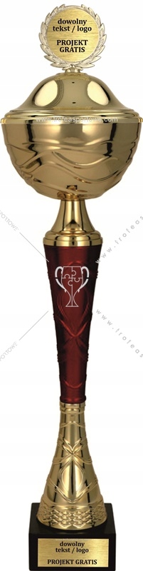 Wysoki Puchar Złoty-Burgund z pokrywką 33cm GRAWER
