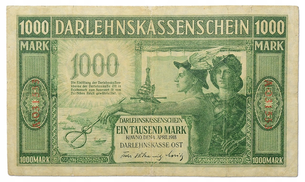 1.aa.Niem.Okup.T.Wsch., 1 000 Marek 1918, St.3/3+