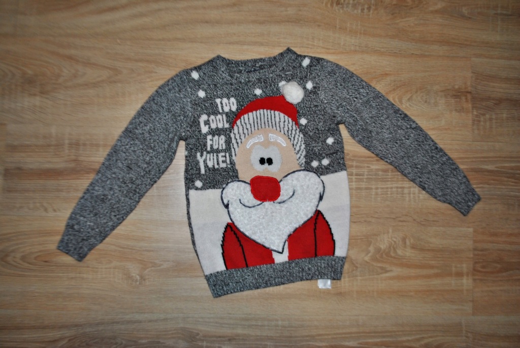 F&F świąteczny sweterek MIKOŁAJ 128 BDB
