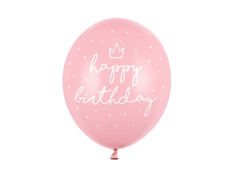 Balon lateksowy Happy Birthday różowy 30 cm 12